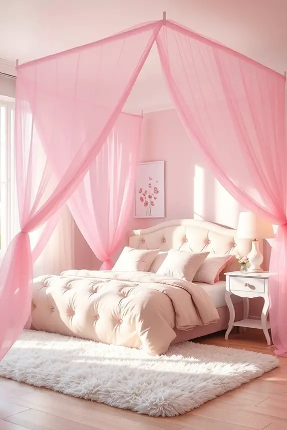dreamy pink canopy bed