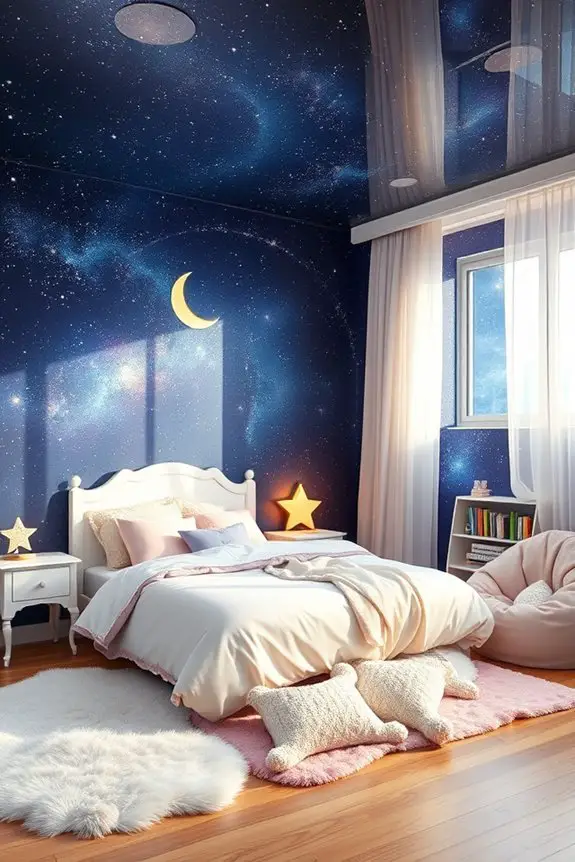 dreamy starry night mural