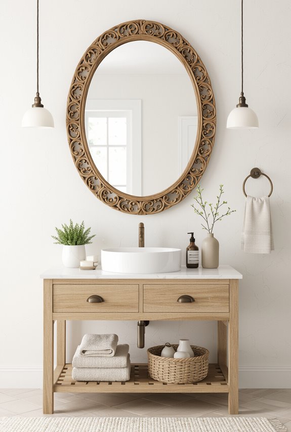 driftwood framed mirror amplifies light