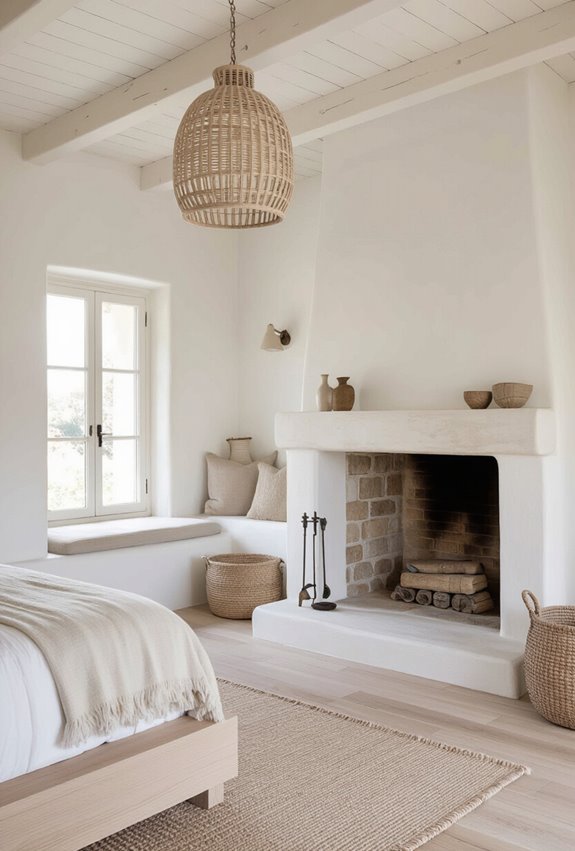 driftwood mantel flagstone hearth nook