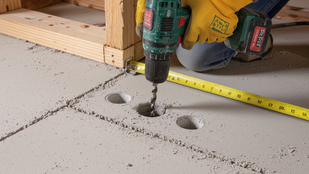 drill and install anchors