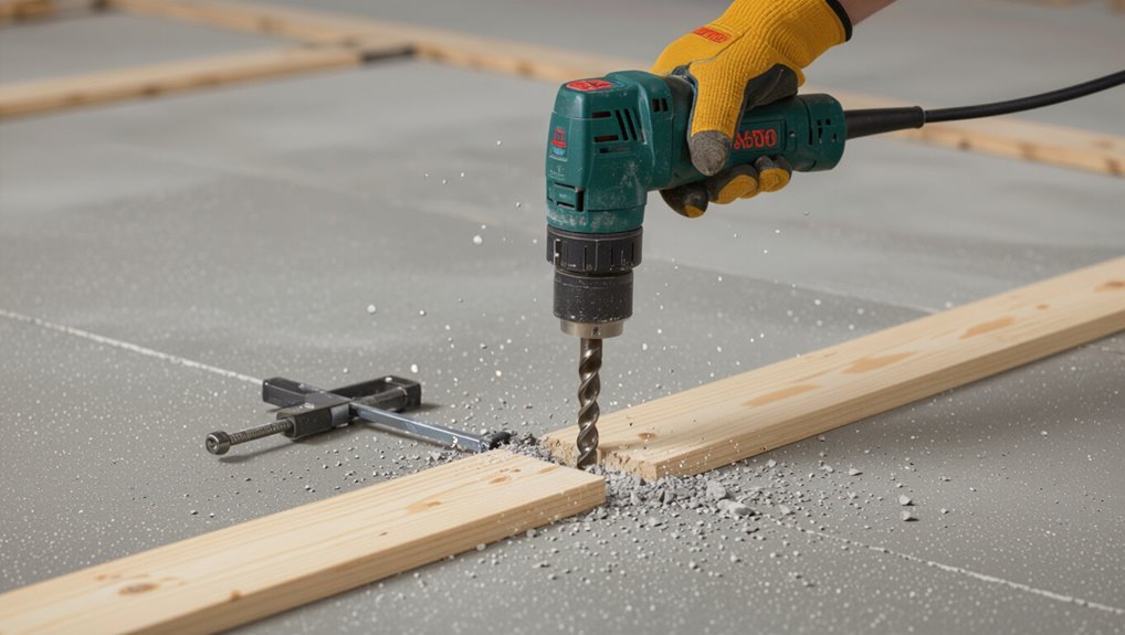 drill clean mark embed