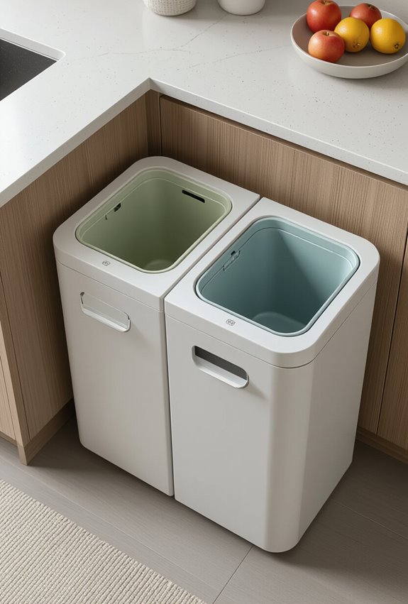 dual compartment under counter recycling bins