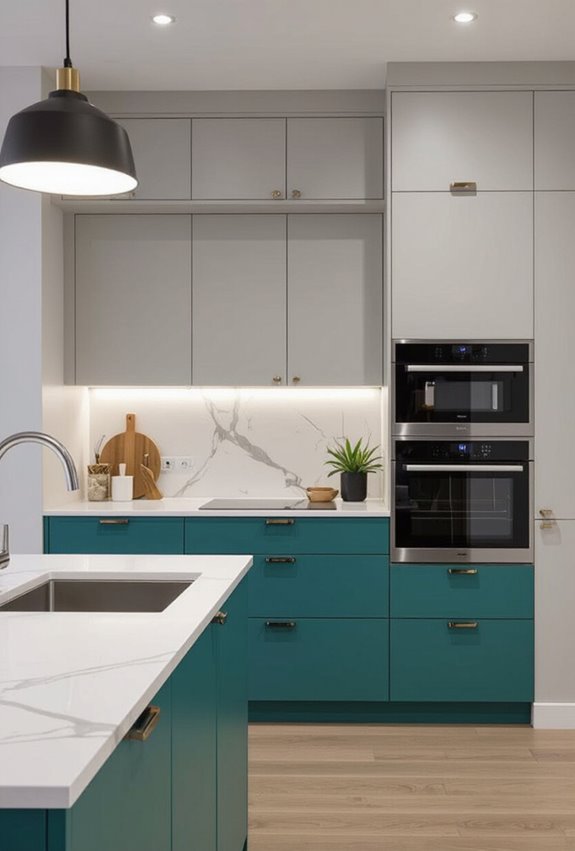 dual tone color blocked cabinets