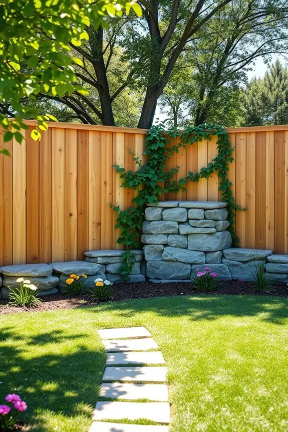 durable stone timber fence combination