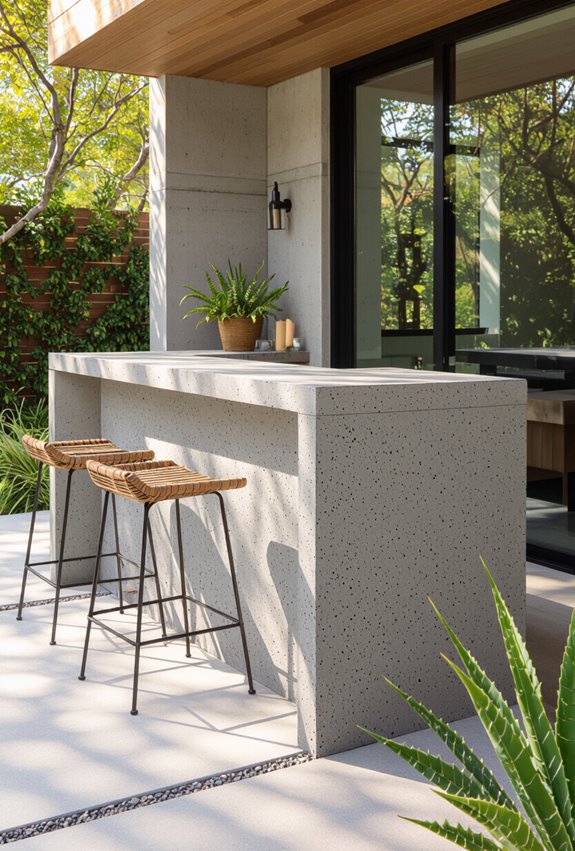durable textured stamped concrete bar