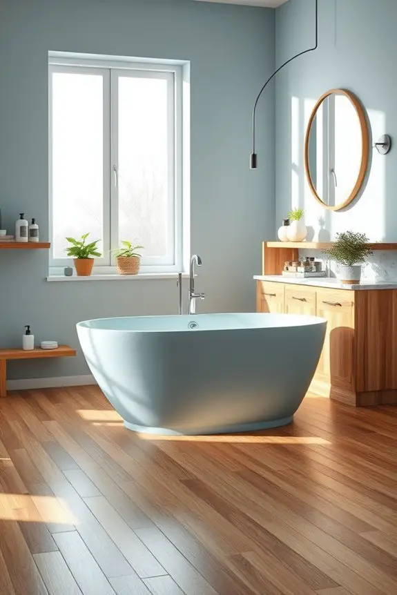 dusty blue and wood