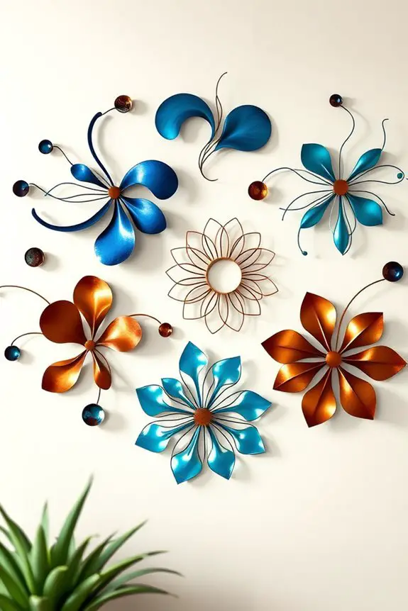 dynamic blue and brown sculptures