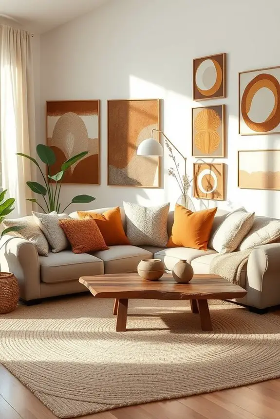 earthy artwork enhances decor