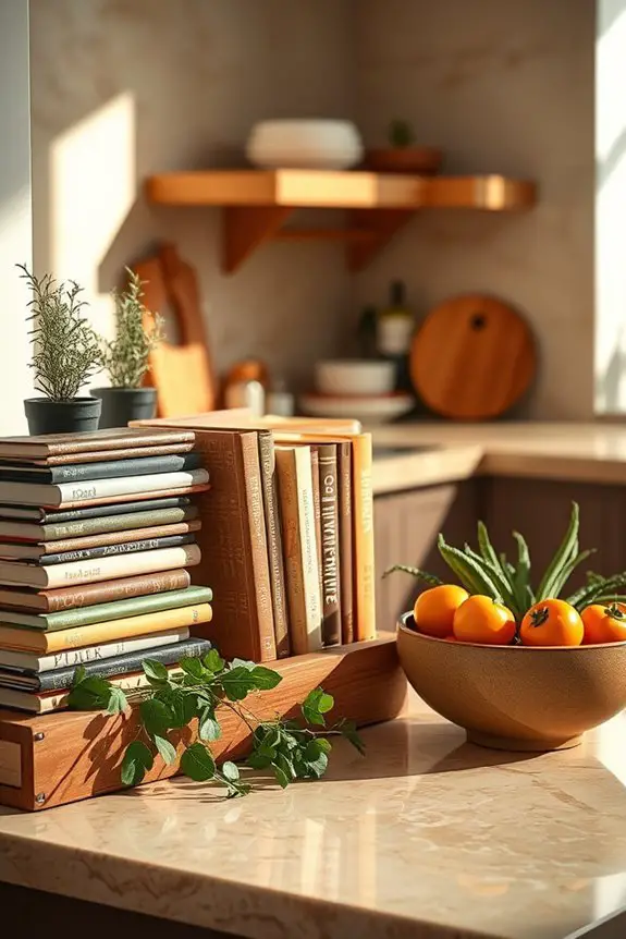 earthy cookbook display ideas