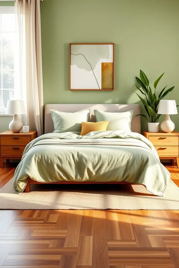 earthy green bedroom aesthetics