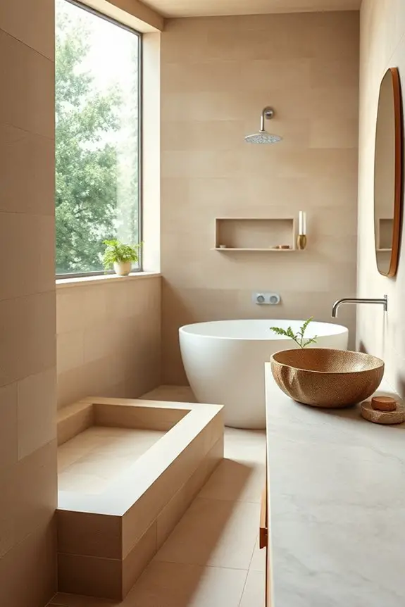 earthy grout enhances bathrooms
