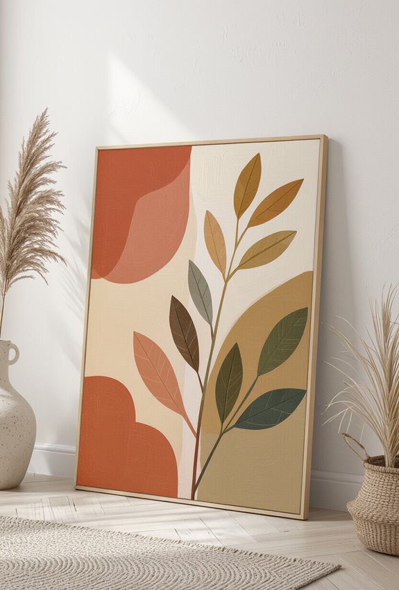 earthy hand painted botanical canvas