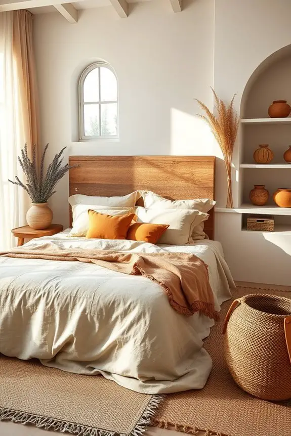 earthy mediterranean bedroom accents