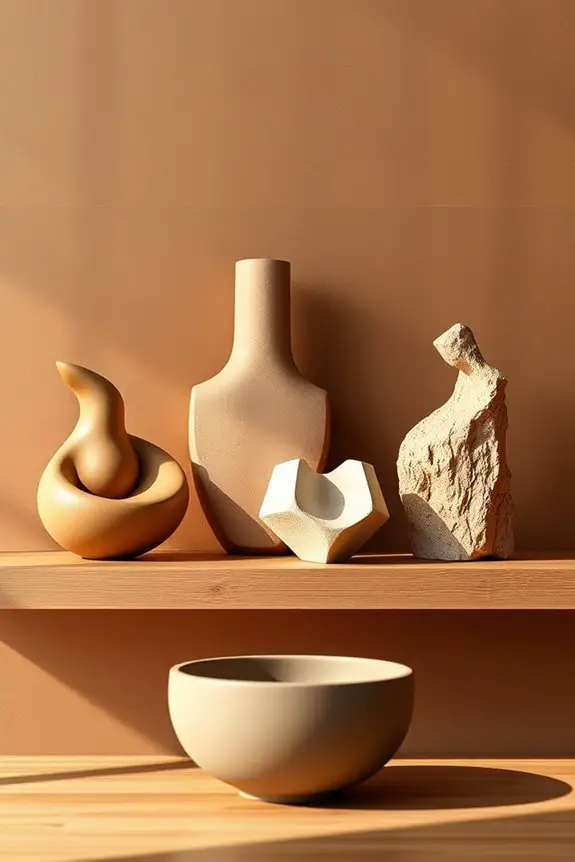 earthy sculptures enhance decor