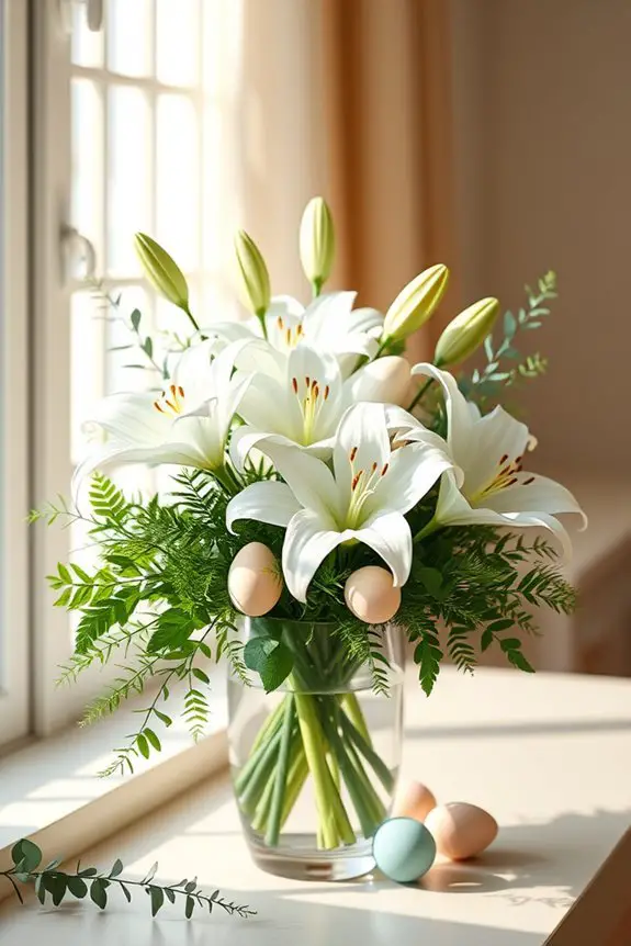 easter decor with lilies