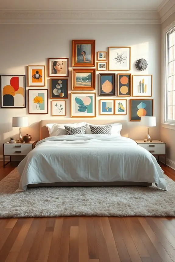 eclectic art collection arrangement