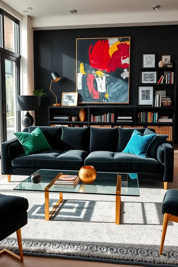 eclectic art collection display