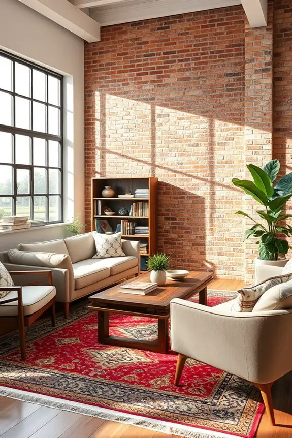 eclectic brick interior design