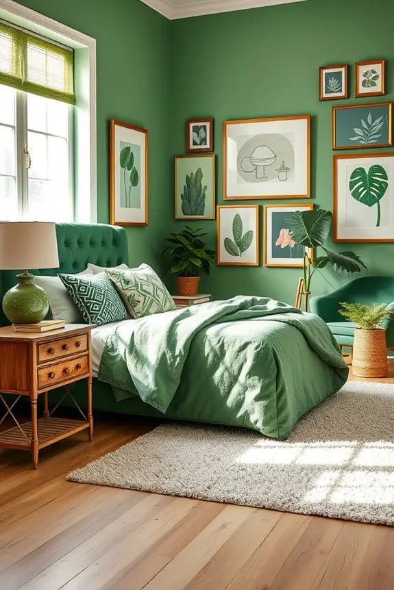 eclectic green bedroom design
