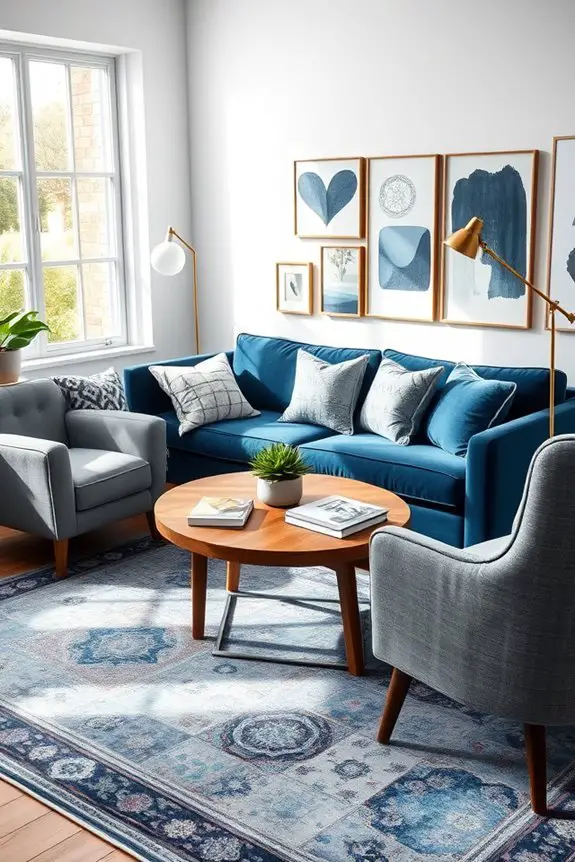 eclectic grey and blue decor