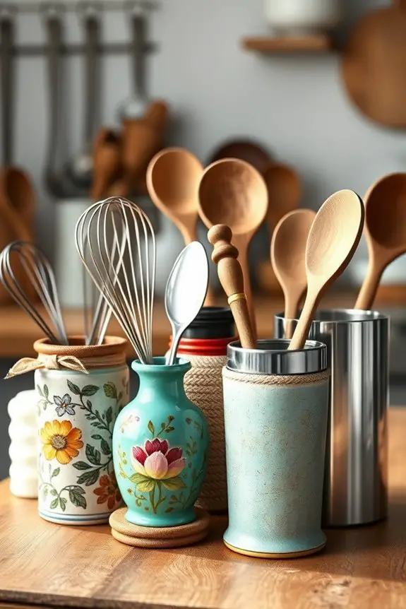 eclectic kitchen utensil holders