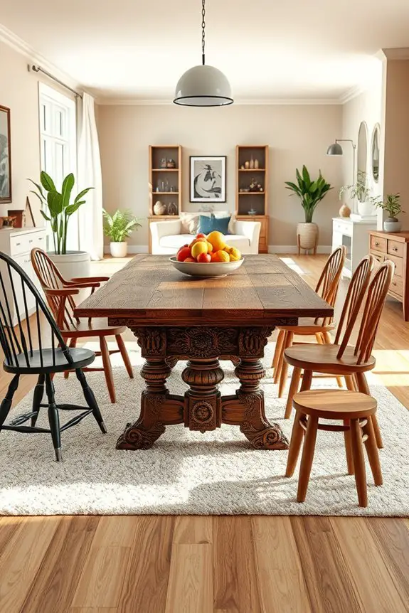 eclectic vintage dining ensemble