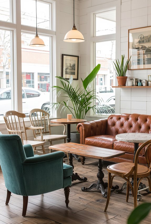 eclectic vintage furniture arrangement