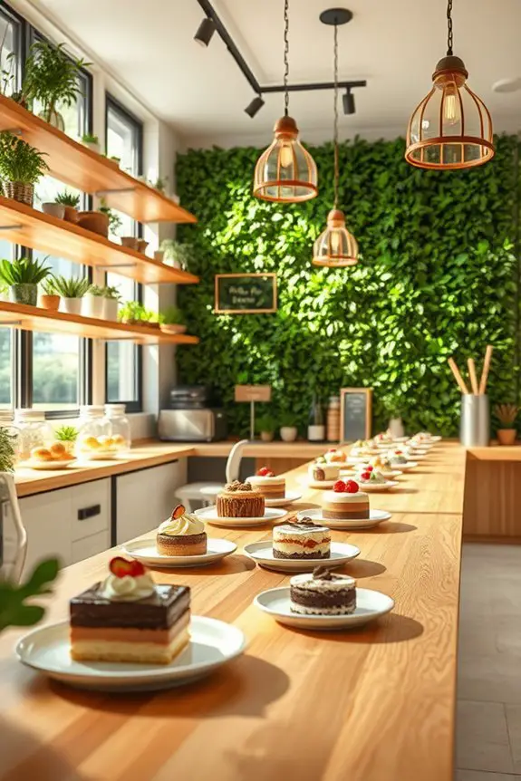eco friendly dessert shop decor