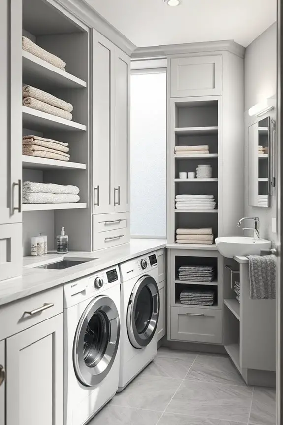 efficient bathroom laundry storage