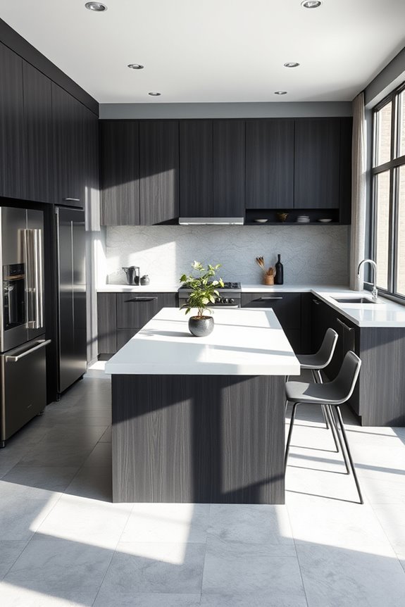 efficient dark grey kitchen