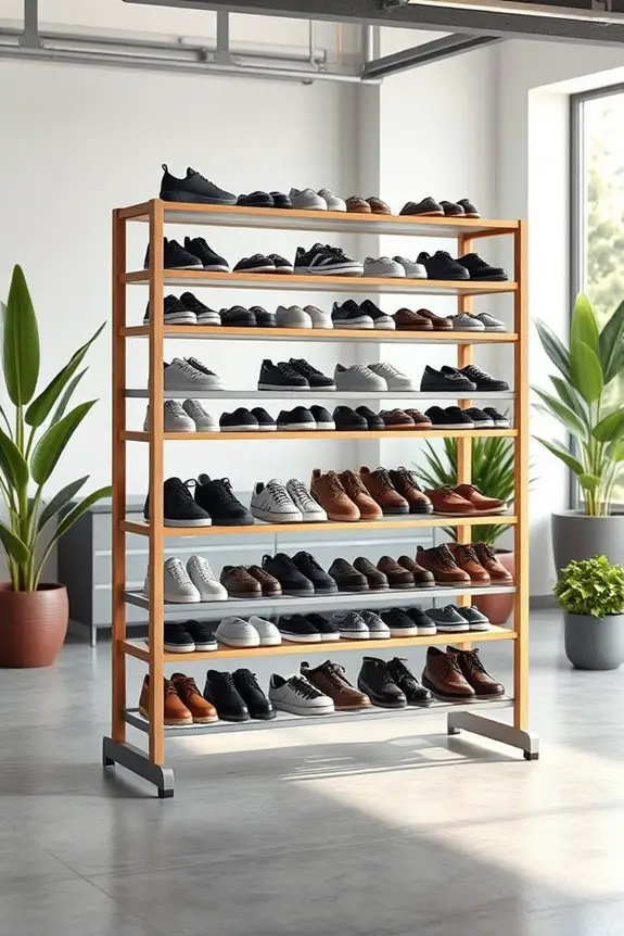 efficient vertical shoe storage