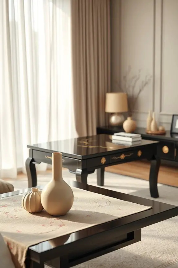 elegant asian lacquered table