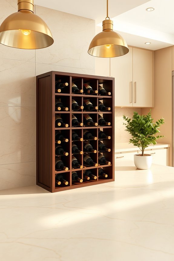 elegant beige and gold wine racks