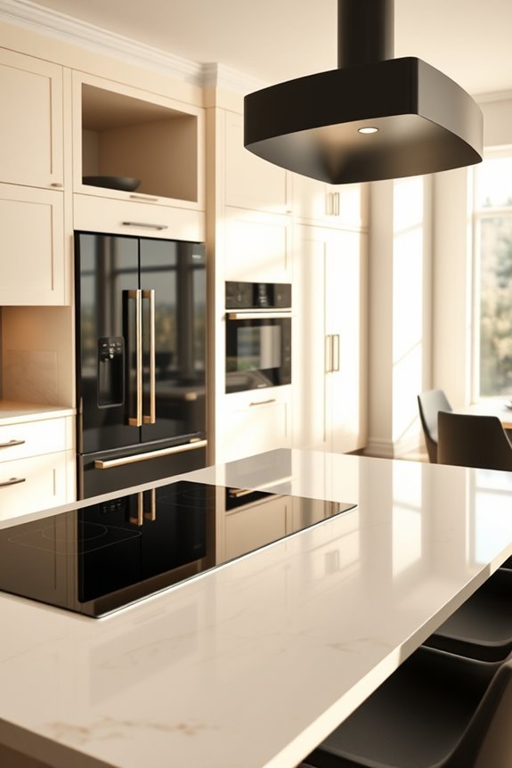 elegant black and cream appliances