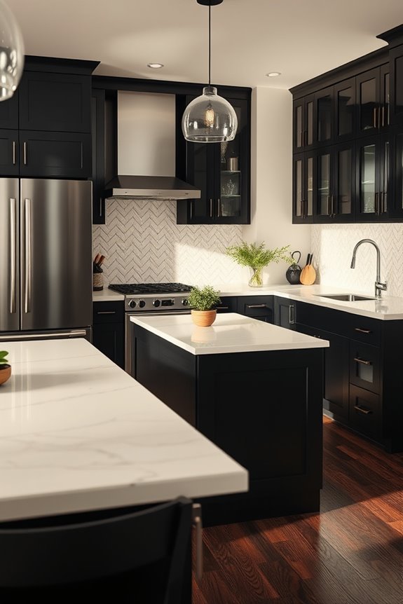 elegant black and cream kitchen