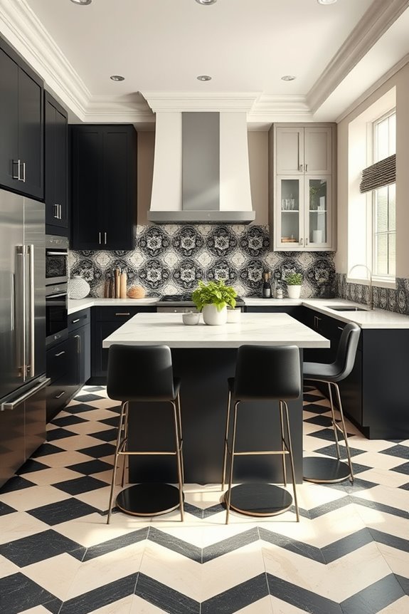 elegant black and cream tiles