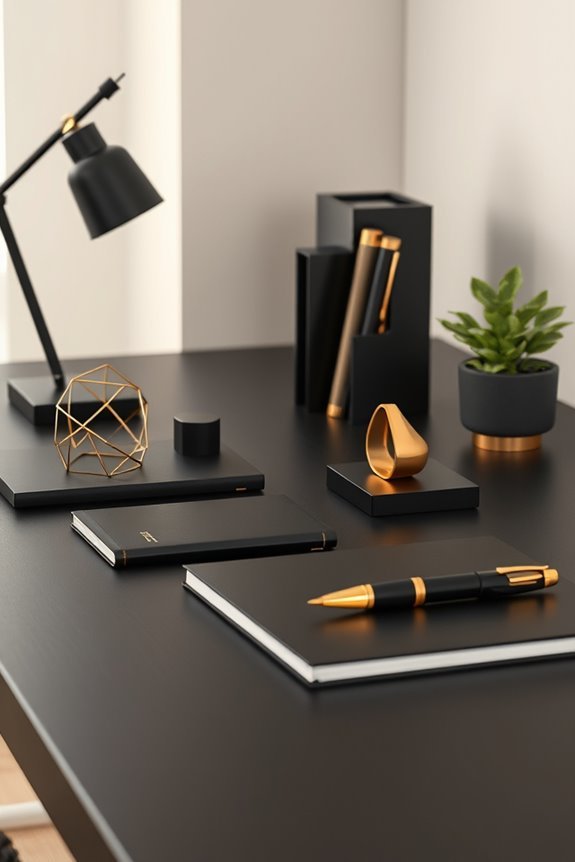 elegant black and gold accessories