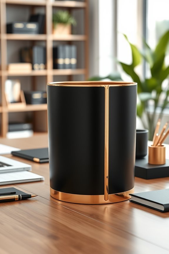 elegant black and gold bins