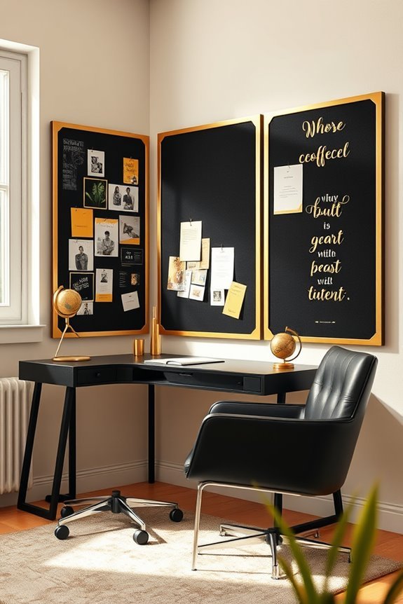 elegant black and gold bulletin boards