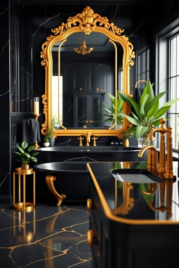 elegant black and gold mirrors