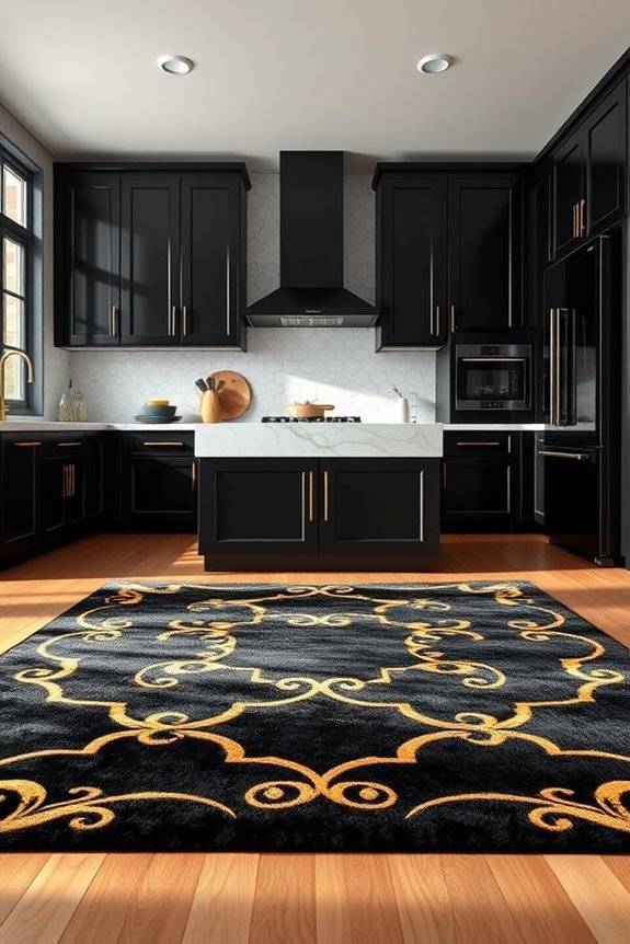 elegant black and gold rugs
