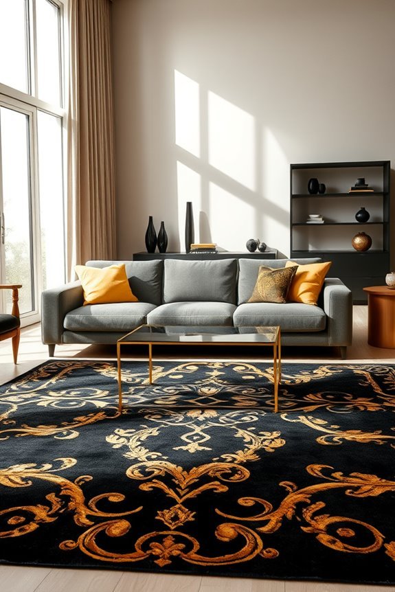 elegant black and gold rugs