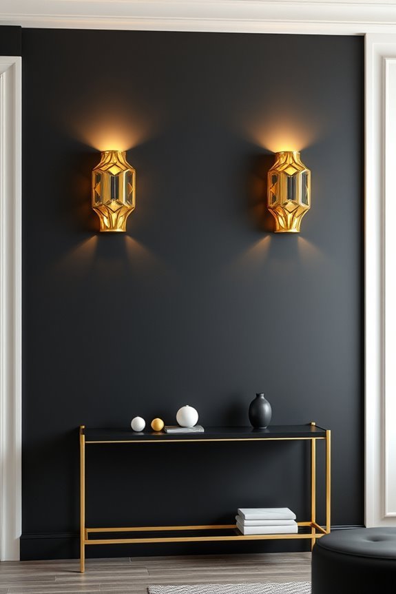 elegant black and gold sconces