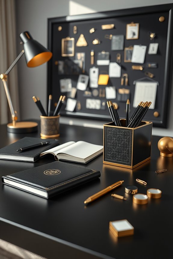 elegant black and gold stationery