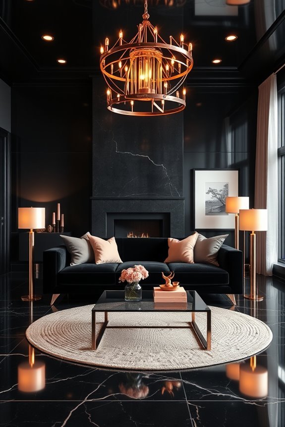 elegant black and rose gold