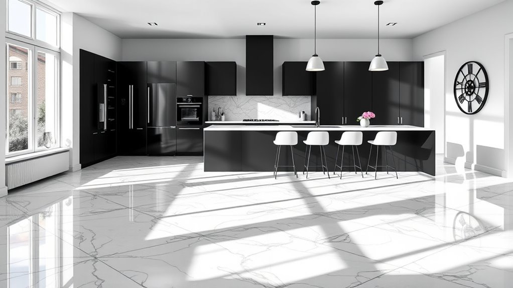 elegant black and white kitchens