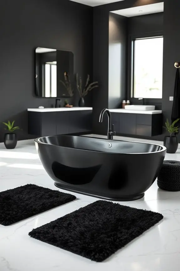elegant black bath mats