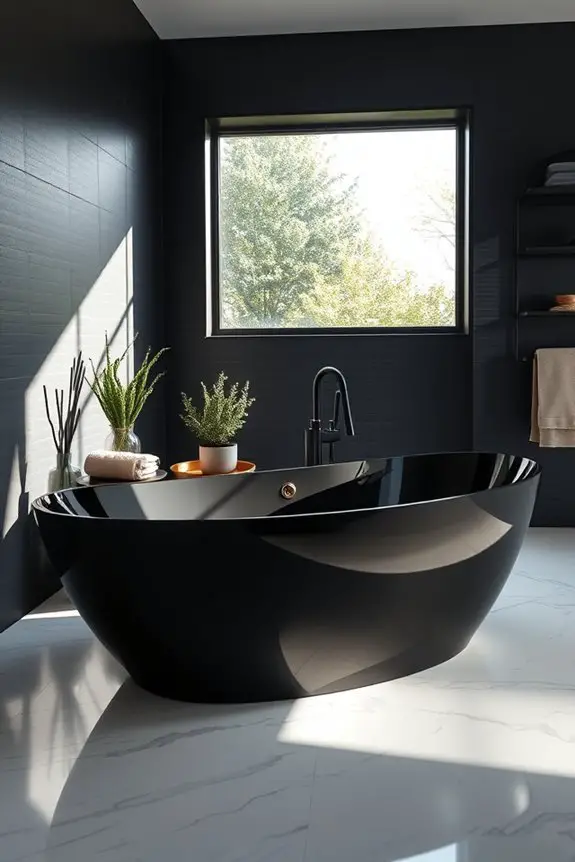 elegant black bathtub centerpiece