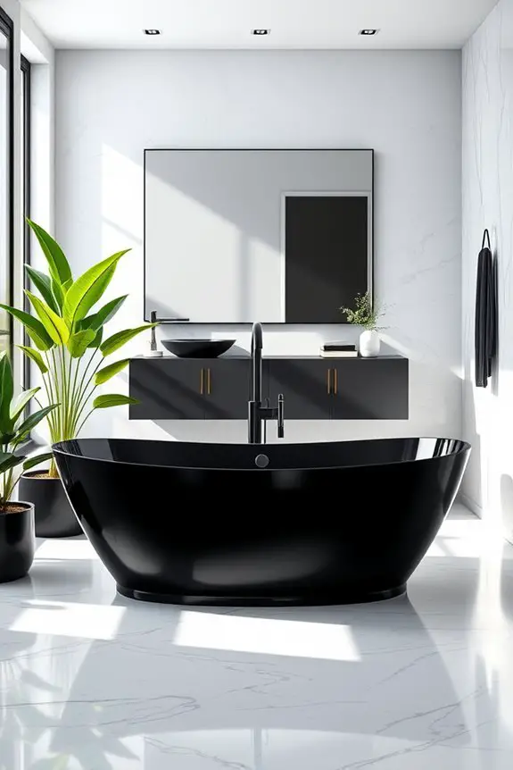 elegant black bathtub centerpiece